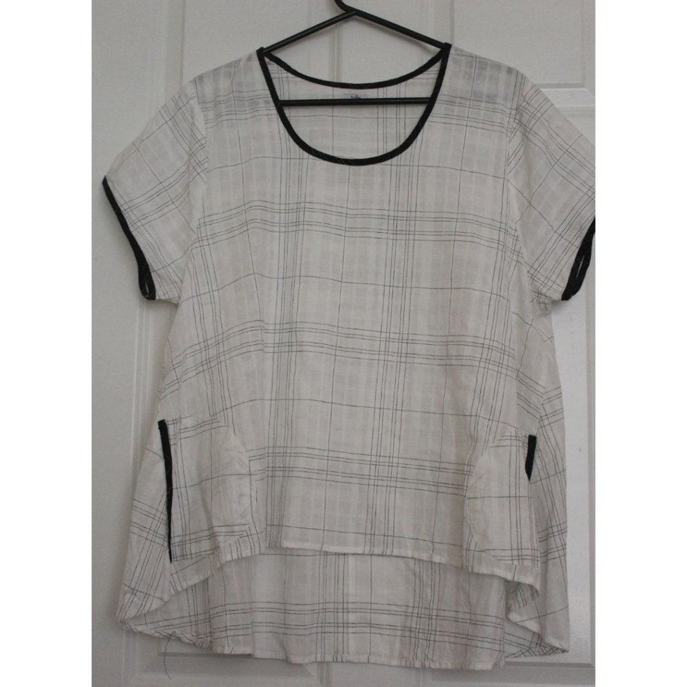 Tulip Tunic Top White Minimalist Beach Euro Summer Coastal Cowgirl Lagenlook L